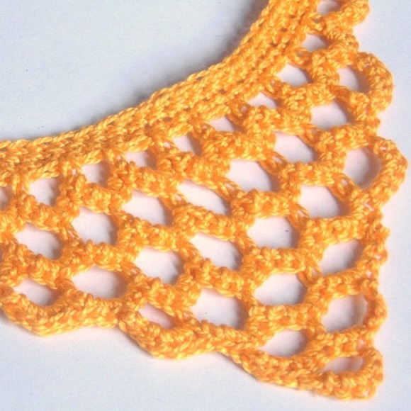 Thread Crochet Orange Chevron Necklace or Choker - Picture 2 of 5